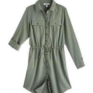 Coolibar Women's Napa Travel Shirt Dress UPF 50+ Green Size XXL